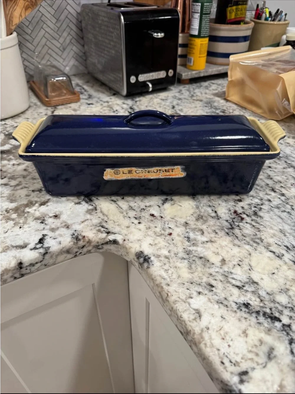 New with tags, Le Creuset Enameled Cast Iron Pate Terrine, 2 Qt, COBALT